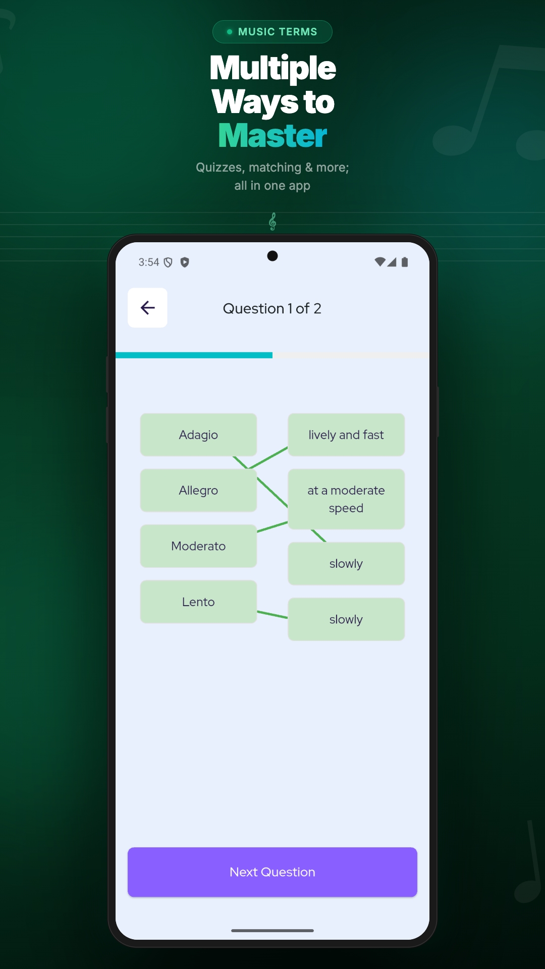 Multiple question types in the app